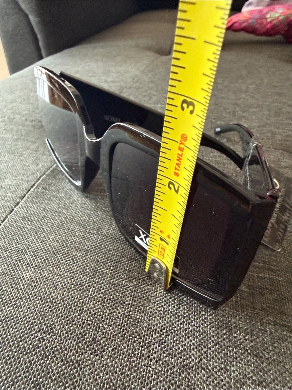 XOXO Women's Black Square Sunglasses with Purple-Gray Gradient Lenses - Picture 7 of 8